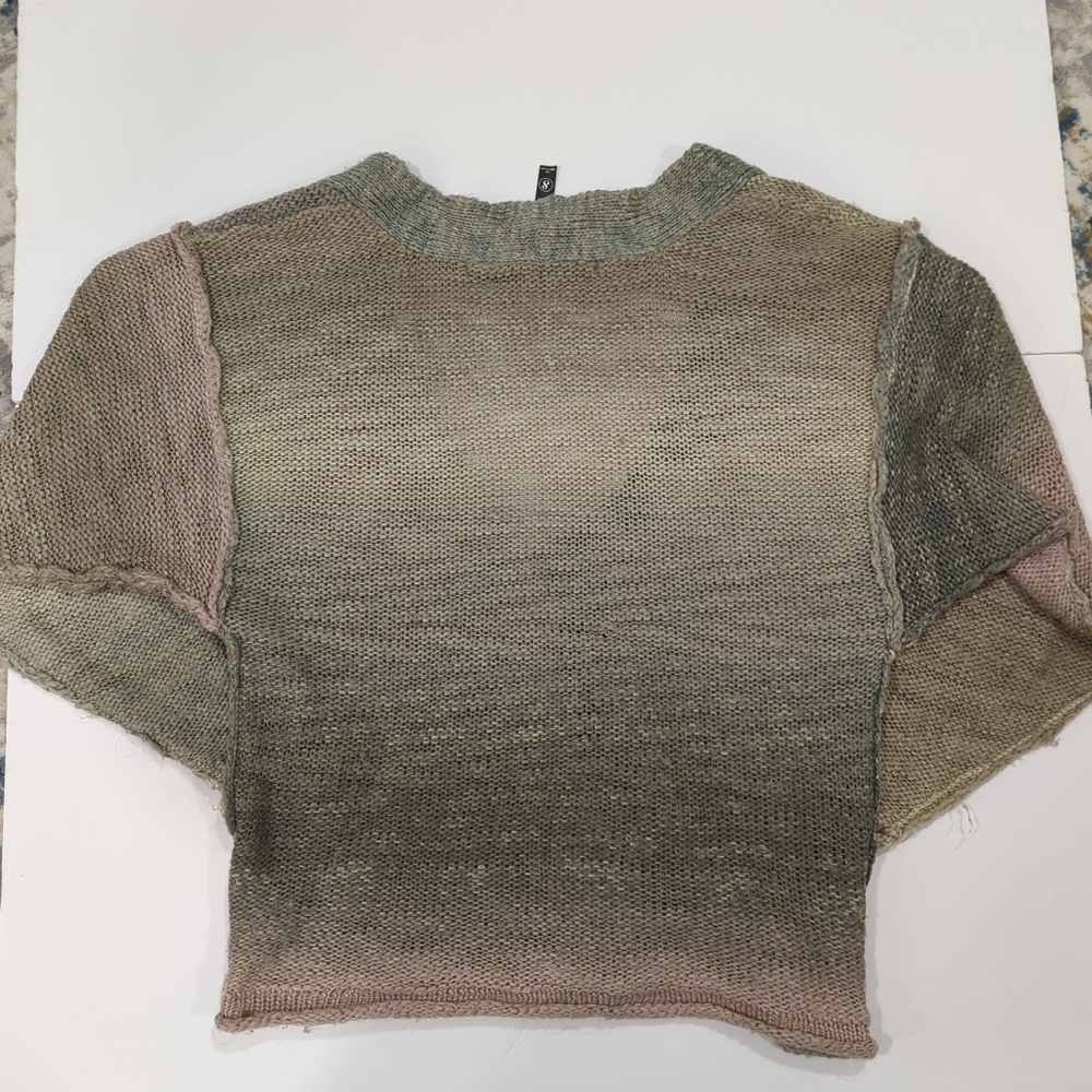 Kensie Pink Green Button Cardigan Chunky Knit - Women's Small Multicolor Heavy - Picture 3 of 16